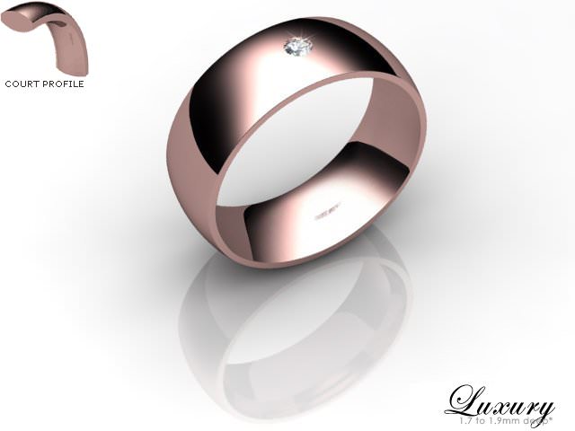 Men's Single Diamond 18ct. Rose Gold 7mm. Court Wedding Ring