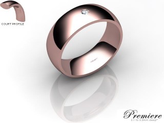 Men's Single Diamond 18ct. Rose Gold 7mm. Court Wedding Ring-18PG1XRD-7CXG