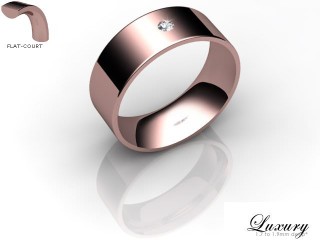 Men's Single Diamond 18ct. Rose Gold 7mm. Flat-Court Wedding Ring-18PG1XRD-7FCHG