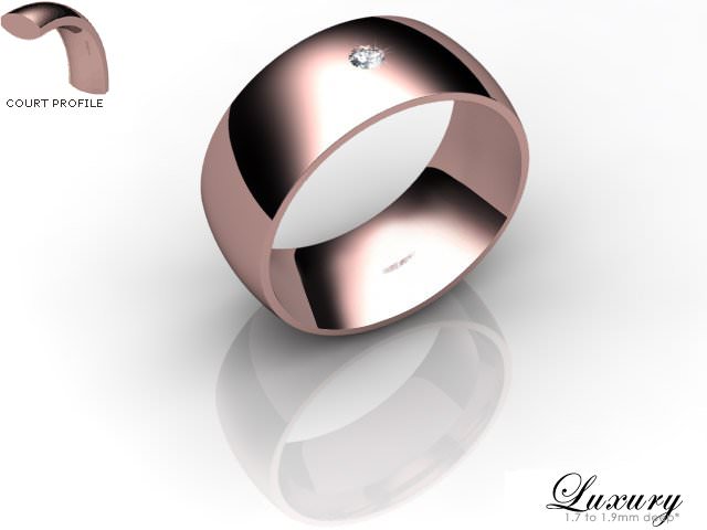 Men's Single Diamond 18ct. Rose Gold 8mm. Court Wedding Ring