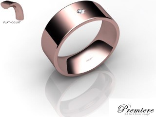 Men's Single Diamond 18ct. Rose Gold 8mm. Flat-Court Wedding Ring-18PG1XRD-8FCXG