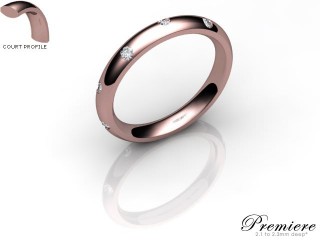 Women's Diamond Scatter 18ct. Rose Gold 3mm. Court Wedding Ring-18PG25D-3CXL
