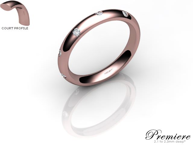 Women's Diamond Scatter 18ct. Rose Gold 3mm. Court Wedding Ring