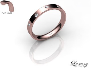 Men's Diamond Scatter 18ct. Rose Gold 3mm. Flat-Court Wedding Ring-18PG25D-3FCHG
