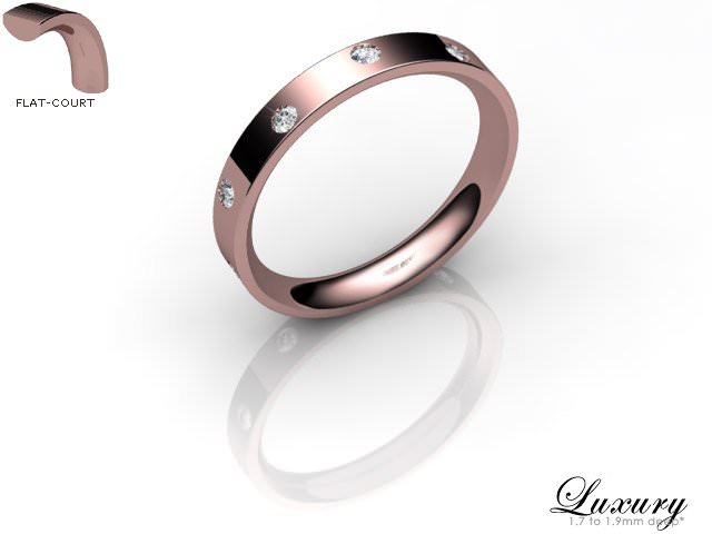 Women's Diamond Scatter 18ct. Rose Gold 3mm. Flat-Court Wedding Ring