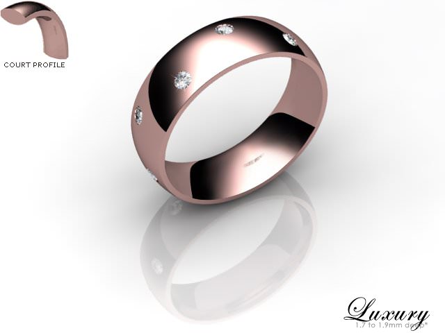 Men's Diamond Scatter 18ct. Rose Gold 6mm. Court Wedding Ring