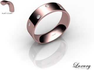 Women's Diamond Scatter 18ct. Rose Gold 6mm. Flat-Court Wedding Ring-18PG25D-6FCHL