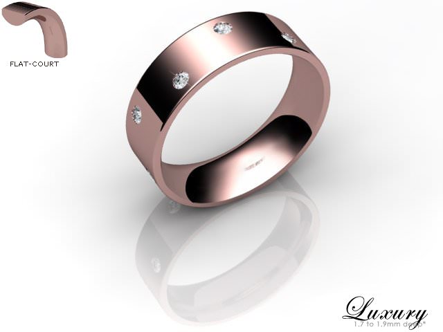 Women's Diamond Scatter 18ct. Rose Gold 6mm. Flat-Court Wedding Ring