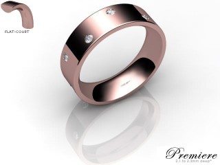 Women's Diamond Scatter 18ct. Rose Gold 6mm. Flat-Court Wedding Ring-18PG25D-6FCXL