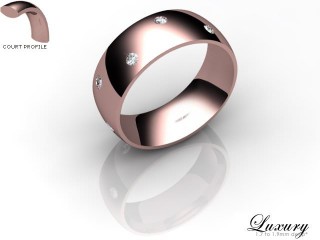 Men's Diamond Scatter 18ct. Rose Gold 7mm. Court Wedding Ring-18PG25D-7CHG