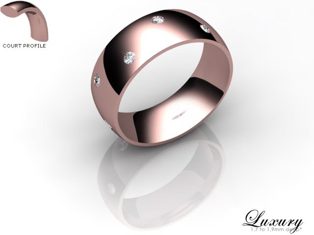 Men's Diamond Scatter 18ct. Rose Gold 7mm. Court Wedding Ring