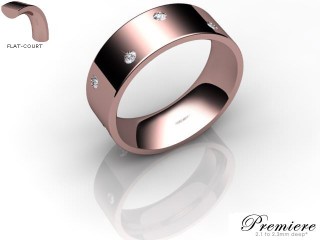 Men's Diamond Scatter 18ct. Rose Gold 7mm. Flat-Court Wedding Ring-18PG25D-7FCXG