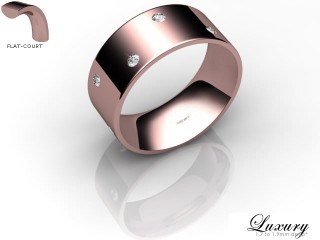 Men's Diamond Scatter 18ct. Rose Gold 8mm. Flat-Court Wedding Ring-18PG25D-8FCHG