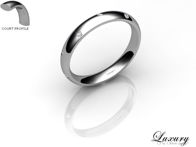 Men's Diamond Scatter 18ct. White Gold 3mm. Court Wedding Ring