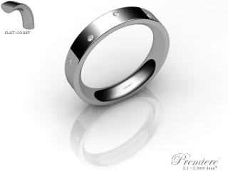 Women's Diamond Scatter 18ct. White Gold 4mm. Flat-Court Wedding Ring-18WG10D-4FCXL