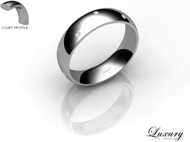 Men's Diamond Scatter 18ct. White Gold 5mm. Court Wedding Ring