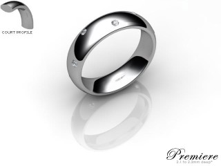 Men's Diamond Scatter 18ct. White Gold 5mm. Court Wedding Ring-18WG10D-5CXG