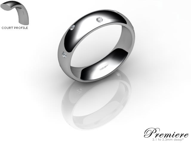 Men's Diamond Scatter 18ct. White Gold 5mm. Court Wedding Ring