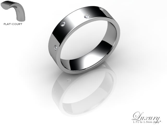 Men's Diamond Scatter 18ct. White Gold 5mm. Flat-Court Wedding Ring