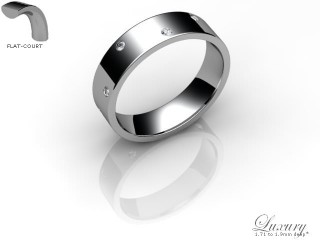 Women's Diamond Scatter 18ct. White Gold 5mm. Flat-Court Wedding Ring-18WG10D-5FCHL