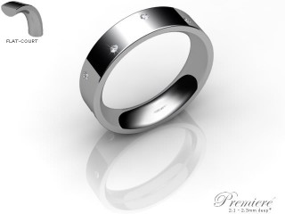 Men's Diamond Scatter 18ct. White Gold 5mm. Flat-Court Wedding Ring-18WG10D-5FCXG