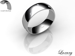 Men's Diamond Scatter 18ct. White Gold 6mm. Court Wedding Ring-18WG10D-6CHG