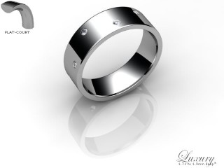 Men's Diamond Scatter 18ct. White Gold 6mm. Flat-Court Wedding Ring-18WG10D-6FCHG