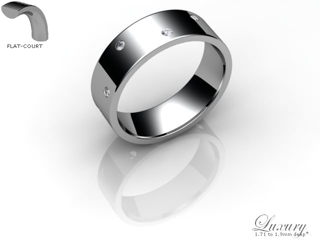 Men's Diamond Scatter 18ct. White Gold 6mm. Flat-Court Wedding Ring