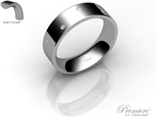 Men's Diamond Scatter 18ct. White Gold 6mm. Flat-Court Wedding Ring-18WG10D-6FCXG