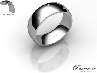 Men's Diamond Scatter 18ct. White Gold 7mm. Court Wedding Ring-18WG10D-7CXG