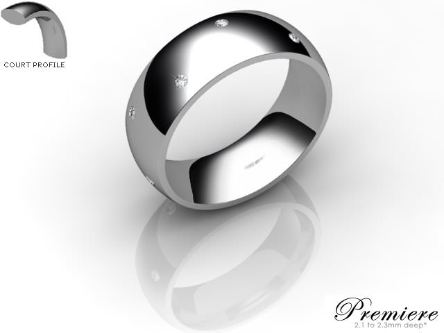 Men's Diamond Scatter 18ct. White Gold 7mm. Court Wedding Ring