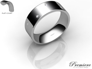 Men's Diamond Scatter 18ct. White Gold 7mm. Flat-Court Wedding Ring-18WG10D-7FCXG