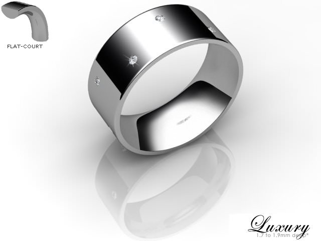 Men's Diamond Scatter 18ct. White Gold 8mm. Flat-Court Wedding Ring