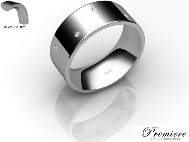 Men's Diamond Scatter 18ct. White Gold 8mm. Flat-Court Wedding Ring