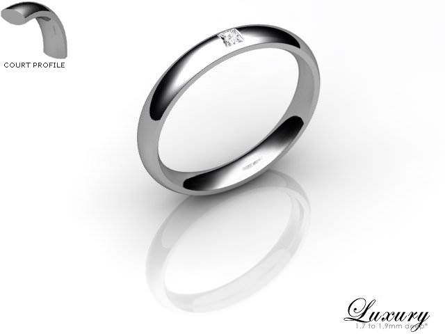 Men's Single Diamond 18ct. White Gold 3mm. Court Wedding Ring
