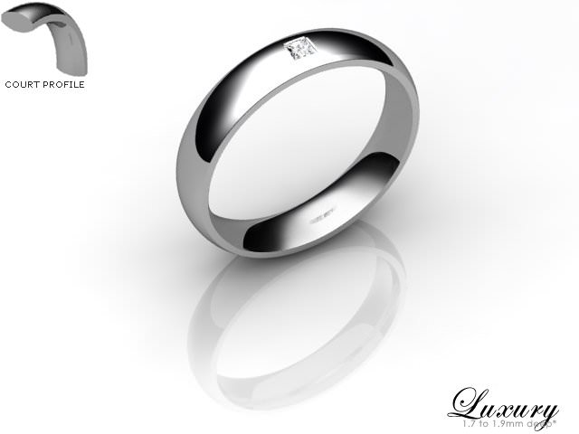 Men's Single Diamond 18ct. White Gold 4mm. Court Wedding Ring