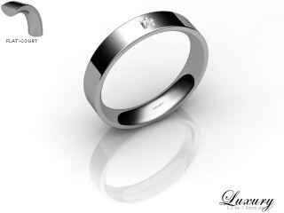 Men's Single Diamond 18ct. White Gold 4mm. Flat-Court Wedding Ring-18WG1XPD-4FCHG