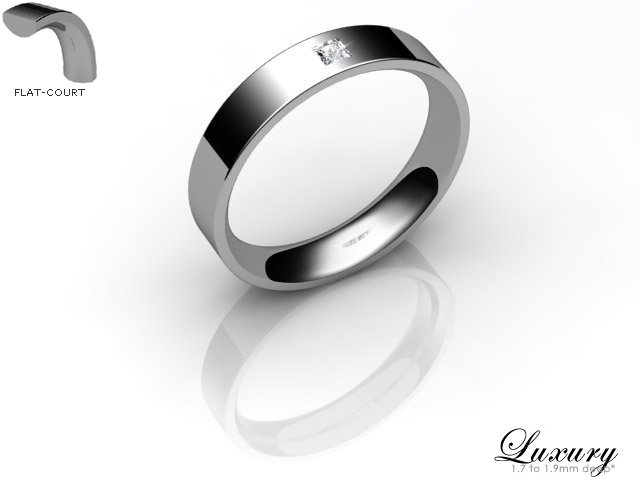 Men's Single Diamond 18ct. White Gold 4mm. Flat-Court Wedding Ring