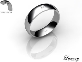 Men's Single Diamond 18ct. White Gold 5mm. Court Wedding Ring-18WG1XPD-5CHG