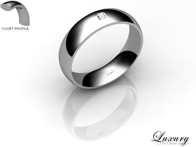 Men's Single Diamond 18ct. White Gold 5mm. Court Wedding Ring