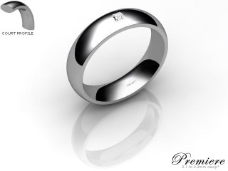 Men's Single Diamond 18ct. White Gold 5mm. Court Wedding Ring-18WG1XPD-5CXG
