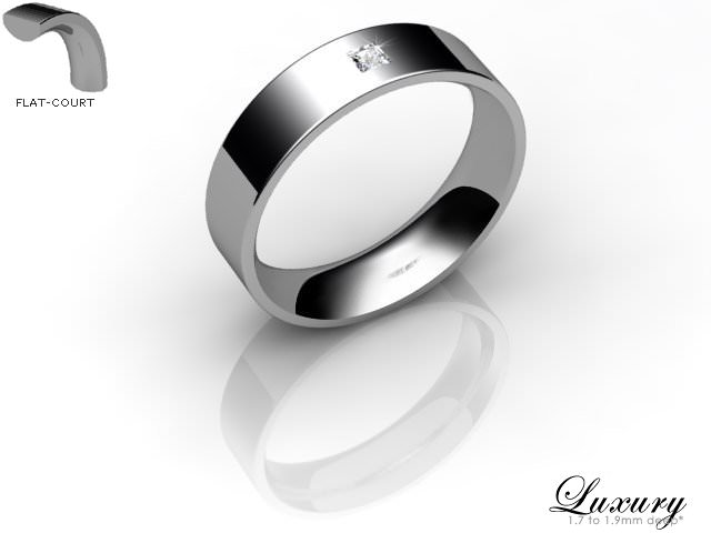 Men's Single Diamond 18ct. White Gold 5mm. Flat-Court Wedding Ring
