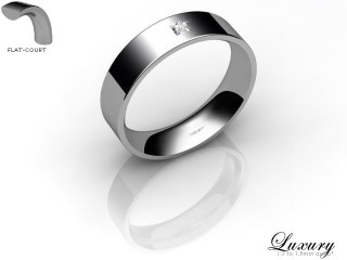 Women's Single Diamond 18ct. White Gold 5mm. Flat-Court Wedding Ring-18WG1XPD-5FCHL