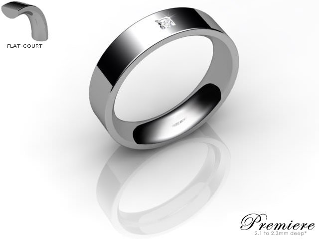 Men's Single Diamond 18ct. White Gold 5mm. Flat-Court Wedding Ring