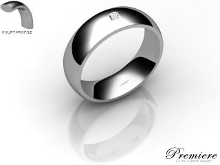 Men's Single Diamond 18ct. White Gold 6mm. Court Wedding Ring-18WG1XPD-6CXG