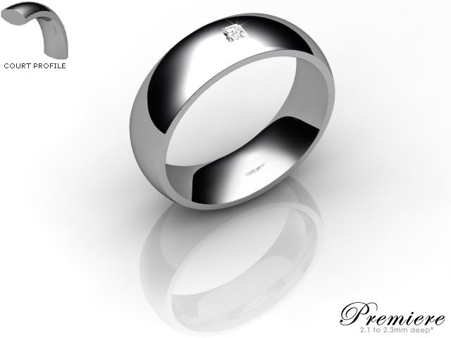 Women's Single Diamond 18ct. White Gold 6mm. Court Wedding Ring
