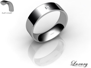 Men's Single Diamond 18ct. White Gold 6mm. Flat-Court Wedding Ring-18WG1XPD-6FCHG