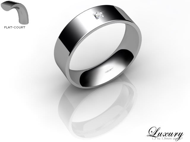 Women's Single Diamond 18ct. White Gold 6mm. Flat-Court Wedding Ring