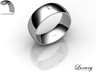 Men's Single Diamond 18ct. White Gold 7mm. Court Wedding Ring-18WG1XPD-7CHG
