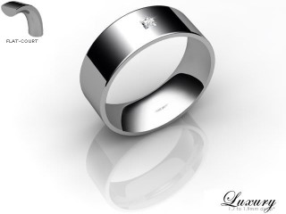 Men's Single Diamond 18ct. White Gold 7mm. Flat-Court Wedding Ring-18WG1XPD-7FCHG